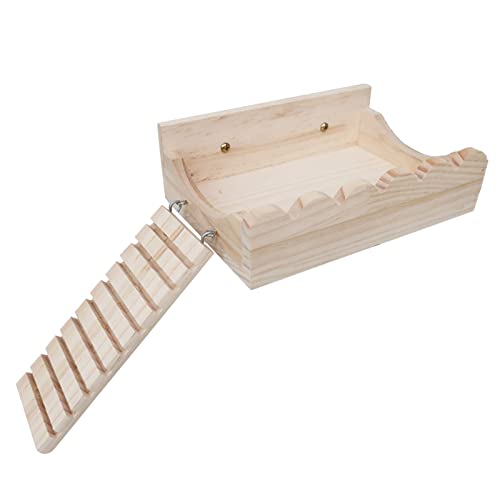 SANWOOD Hamster-Plattform und Leiter, 2 Stück/Set Hamster-Plattform aus natürlichem Holz zum Spielen von Bodenkäfig, Zubehör für Kleintiere, Ständer, Leiter, Spielzeug, Haustierbedarf – 2 Stück von SANWOOD