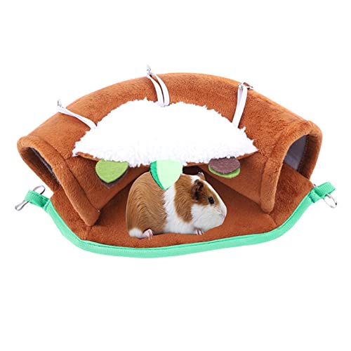 SANWOOD Hamster Warm Plush Bed,Guinea Pigs Hammock Comfortable Breathable Hideout Tunnel Hamster Frettchen Ratte Nest Hanging Bed for Small Animal - Coffee von SANWOOD