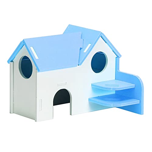 SANWOOD Hamsterhaus Spielzeug, Hamstervilla DIY Installation belüftetes Design Spielzeug Hamster Chinchilla Haus Villa Kleintierbedarf - Blau von SANWOOD