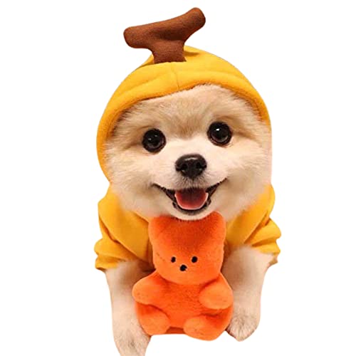 SANWOOD Haustier-Hunde-Kapuzen-Kleidung mit Herzhut, einfarbig, atmungsaktiv, Stoff, Teddy-Kapuzenpullover, Größe S 5 von SANWOOD