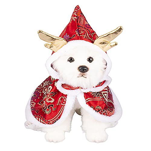 SANWOOD Haustier-Umhang für Hunde und Katzen, chinesischer Stil, Cosplay, hautfreundlich, für Hunde, Katzen, Umhang für Welpen, Rot von SANWOOD