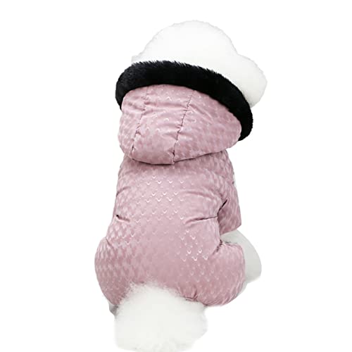 SANWOOD Hunde-Body mit Kapuzenpullover, einfarbig, hält Wärme, vierbeinig, verdickt, für den Winter – Rosa 2XL von SANWOOD