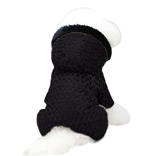 SANWOOD Hunde-Body mit Kapuzenpullover, einfarbig, hält Wärme, vierbeinig, verdickt, für den Winter – Schwarz 2XL von SANWOOD