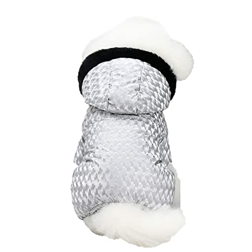 SANWOOD Hunde-Body mit Kapuzenpullover, einfarbig, hält Wärme, vierbeinig, verdickt, für den Winter – Silber 2XL von SANWOOD