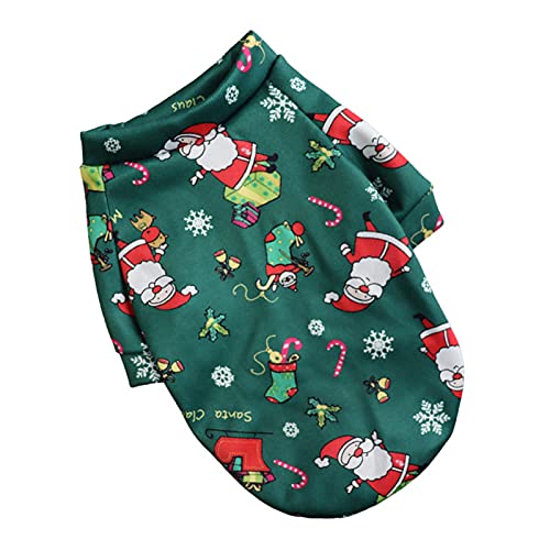 SANWOOD Hunde-Sweatshirt für Welpen, Winter, warme Kleidung, Haustierbekleidung mit Cartoon-Muster, Cosplay, hautfreundlich, Haustier-Sweatshirt, Kostüm für Weihnachten – Grün S von SANWOOD
