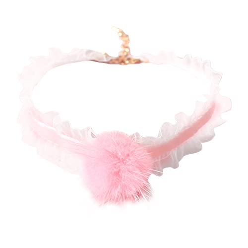 SANWOOD Katzenhalsband mit Spitzenbesatz, weiches Halsband mit Plüschball, Haustierhalsband, Pompon, dekorativ, gute Elastizität, Samt, Katzenhalsband, für Urlaub, Rosa, Größe M SANWOOD Katzenhalsband mit Spitzenbesatz, weiches Halsband mit Plüschball, Haustierhalsband, Pompon, dekorativ, gute Elastizität, Samt, Katzenhalsband, für Urlaub, Rosa, Größe M von SANWOOD