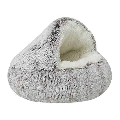 SANWOOD Pet Plush Nest Cat Warm Sleeping Cave,Cat Bed Semi-enclosed Keep Warmth Not Stuffy Cute Pet Dogs Cats Shell Style Nest for Household - Coffee 40cm von SANWOOD