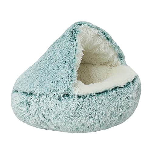 SANWOOD Pet Plush Nest Cat Warm Sleeping Cave,Cat Bed Semi-enclosed Keep Warmth Not Stuffy Cute Pet Dogs Cats Shell Style Nest for Household - Green 40cm von SANWOOD