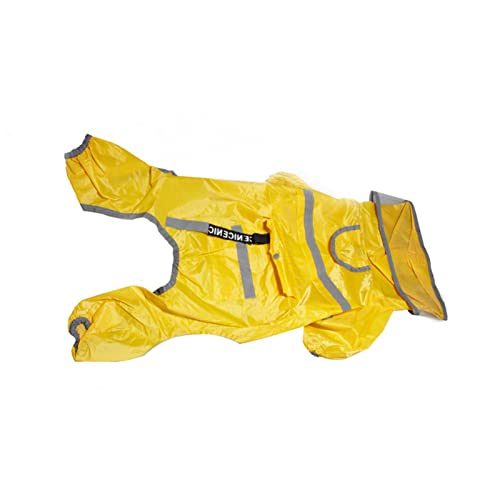 SANWOOD Regenmantel für Haustiere, Regenbekleidung, transparent, große Kapuze, regenfest, vierbeinig, modischer Regenmantel mit Kapuze für den Außenbereich, Gelb S von SANWOOD