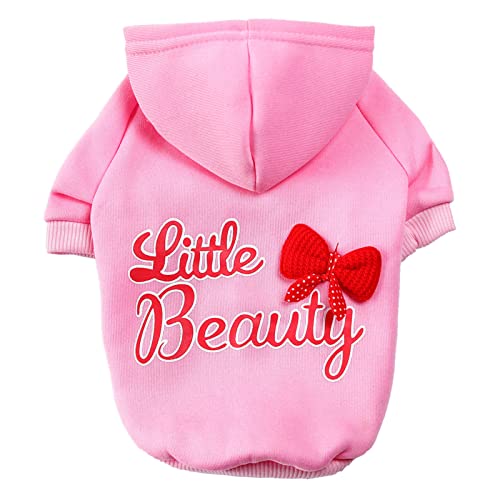 SANWOOD Warm Dog Hoodie little beauty Letter Print Solid Coat,Dog Sweatshirt Letter Print Keep Warmth Two-leg Casual Pet Hoodie Costume for Winter - Pink M von SANWOOD