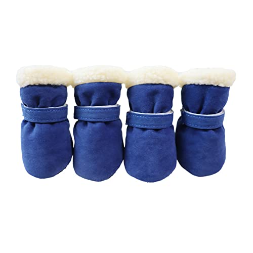SANWOOD Warme Hundeschuhe für den Winter, 4 Stück Haustierschuhe, einfarbig, verhindert Kälte, weiche Sohle, modische Haustier-Sneaker, Haustierprodukt, Blau XL von SANWOOD
