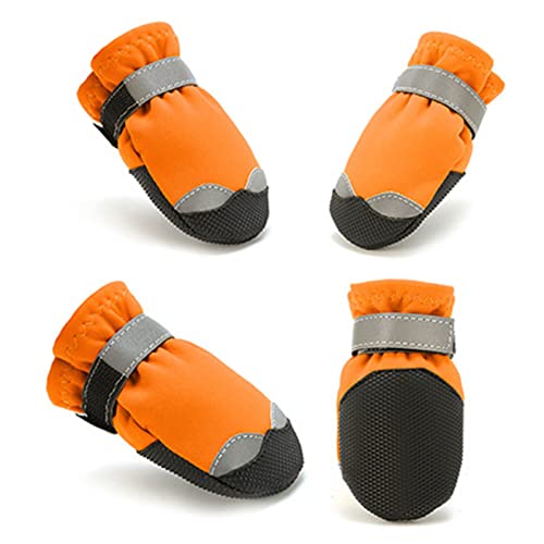 SANWOOD Warme Schuhe für Haustiere, winddichte Schuhe, 4 Stück Haustierschuhe, weiche Textur, halten Wärme, hautfreundlich, Haustiere, Hunde, Regenstiefel für den Außenbereich, Orange 3 von SANWOOD