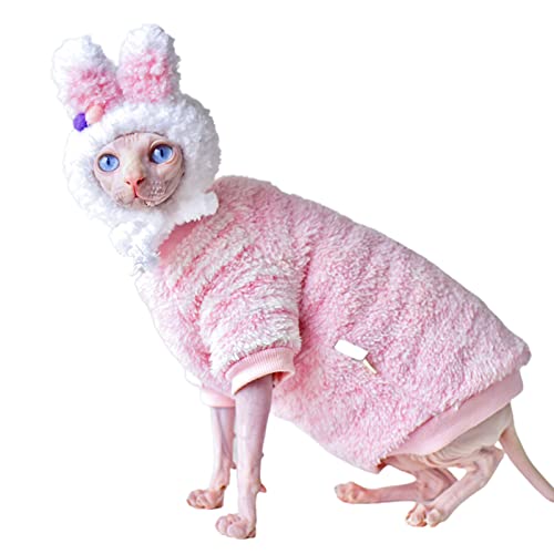 SANWOOD Warmes Sweatshirt für Haustiere, Katzen, Streifenmuster, hält warm, hautfreundlich, für Haustiere, Katzen, Sweatshirt, Kostüm für den Winter, Rosa, 2XL von SANWOOD