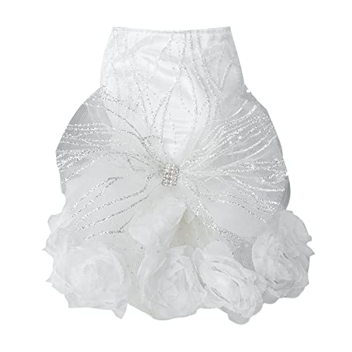 Sanwood Haustier Hochzeitskleid schöne Dekoration weiße Schleife Haustier Rock weiß XL von SANWOOD