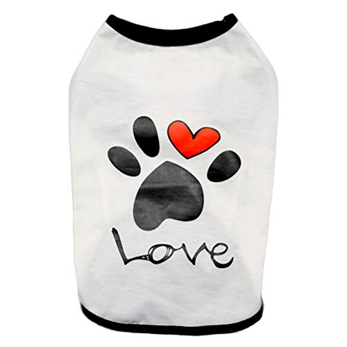 Sanwood Summer Fashion Cute Herz Love Paw Pattern Breathable Dog Puppy Vest Pet Weiß XS von SANWOOD