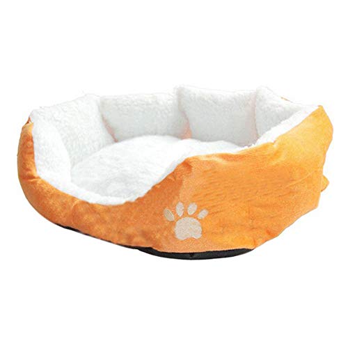 Sanwood Ultraweiches Plüschkissen Haustierschlafbett Warme Matte Hund Katze Warme Hundehütte Pad Orange S von SANWOOD