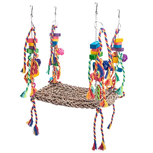 Vogelhängematte kreative einfache Installation interaktive essbare Seegras gewebte Kletterhängematte für Käfig von SANWOOD
