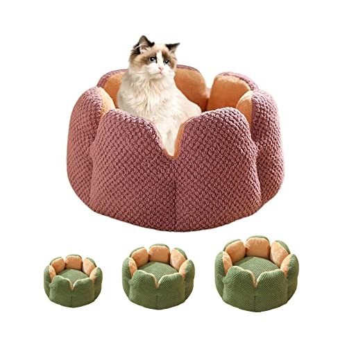 Cactus Shape Comfy Pet Bed,Summer Breathable Fluffy Thickened Cat Nest,Washable Fluffy Faux Fur Dog Cat Bed,Round Cuddler Cat Kennel Anti-Anxiety Pet Mat (20in, Purple) von SARAYO