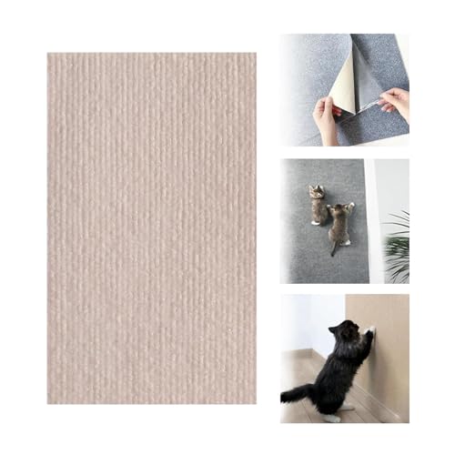 Trimmable Cat Scratching Mat,Self-Adhesive Cat Scratching Carpet,Climbing Cat Scratcher Pad,Wall Couch Furniture Protector for Sofa,Wall,Bed (Beige, 40 * 100cm) von SARAYO