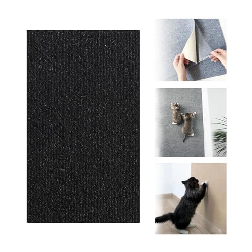 Trimmable Cat Scratching Mat,Self-Adhesive Cat Scratching Carpet,Climbing Cat Scratcher Pad,Wall Couch Furniture Protector for Sofa,Wall,Bed (Black, 30 * 100cm) von SARAYO
