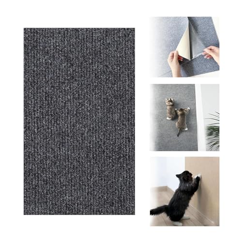 Trimmable Cat Scratching Mat,Self-Adhesive Cat Scratching Carpet,Climbing Cat Scratcher Pad,Wall Couch Furniture Protector for Sofa,Wall,Bed (Dark Gray, 30 * 100cm) von SARAYO
