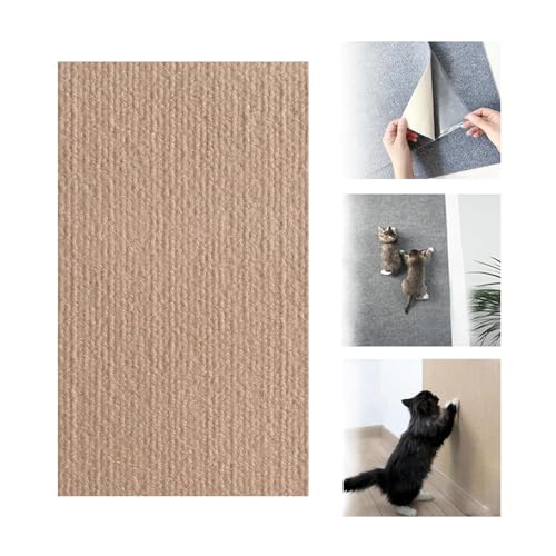 Trimmable Cat Scratching Mat,Self-Adhesive Cat Scratching Carpet,Climbing Cat Scratcher Pad,Wall Couch Furniture Protector for Sofa,Wall,Bed (Khaki, 40 * 100cm) von SARAYO