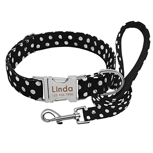 Nylon-Hundehalsband-Set,Anti-verlorenes,Personalisiertes Hundehalsband,Namensschild Für Chihuahua,Französische Bulldogge,Schwarz,S von SARUEI