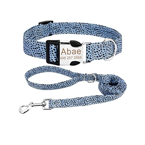 Personalisierte Typenschild ID Haustierhalsband Hundehalsband Custom Puppy Cat Pet Collar Set,Blau,S von SARUEI