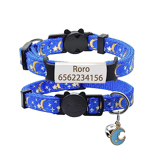 Anti-verlorenes Benutzerdefiniertes Typenschild Katzenhalsband Glocke Personalisiertes ID-Namensschild Sicherheitssterne Mond Katzenhalsband Halskette Haustier Kätzchen Katzenhalsband,Silber Bl Anti-verlorenes Benutzerdefiniertes Typenschild Katzenhalsband Glocke Personalisiertes ID-Namensschild Sicherheitssterne Mond Katzenhalsband Halskette Haustier Kätzchen Katzenhalsband,Silber Bl von SARUEL