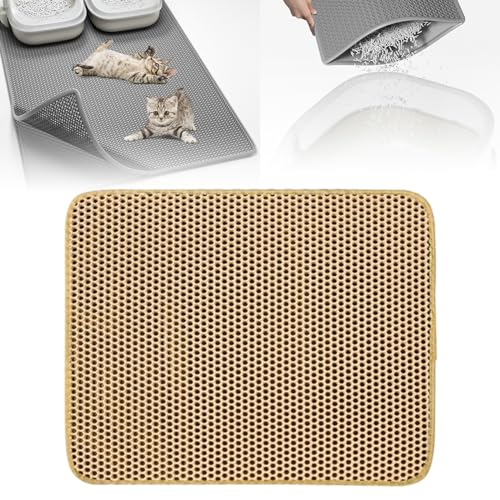 SARUEL Adorapaws Cat Litter Trap Mat, Adorapaws Cat Mats for Litter, Cat Mats for Litter Large, Adorapaws Cat Mat Washable, Collect Fallen Cat Litter (L,Khaki) von SARUEL