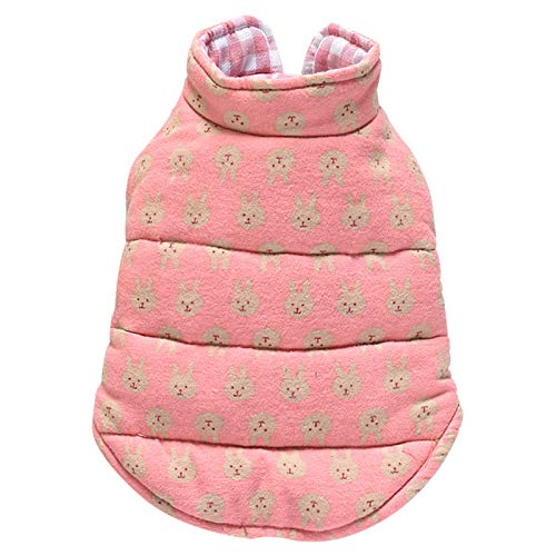 SARUEL Baumwolle Winter Hund Kleidung Weste Warme Welpen Haustier Kleidung Outfit Französische Bulldogge Hund Mantel Haustiere Jacke Kaninchen Gedruckt Hunde,Rosa,S von SARUEL