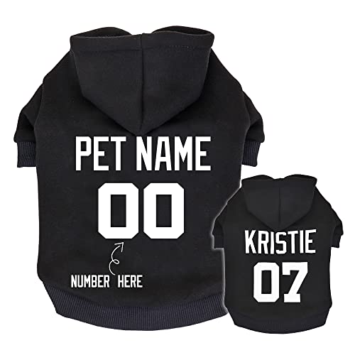 SARUEL Benutzerdefinierte Haustier-Hundekleidung Mit Bild Und Namen,Hunde-Kapuzenpullover,Warme Haustierkleidung,Französische Bulldogge Für Kleine,Mittelgroße Und Große Hunde,Schwarz,4XL von SARUEL