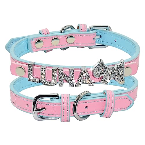 SARUEL Benutzerdefinierte Name Haustier Katze Hundehalsband Personalisierte Name Hundehalsband Für Kleine Mittelgroße Hunde Welpen,Rosa,S von SARUEL