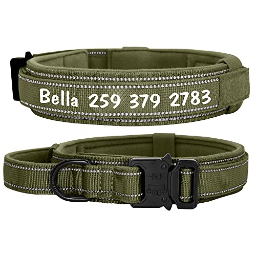 SARUEL Benutzerdefinierte Nylon-Hundehalsband Hundehalsband Deutscher Schäferhund Mittelgroße Hundehalsbänder Heimtierbedarf,Grün,L von SARUEL