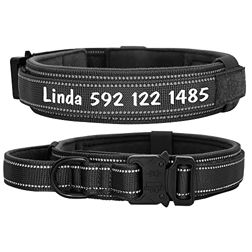 SARUEL Benutzerdefinierte Nylon-Hundehalsband Hundehalsband Deutscher Schäferhund Mittelgroße Hundehalsbänder Heimtierbedarf,Schwarz,L von SARUEL