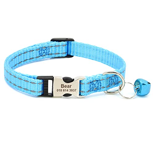 SARUEL Benutzerdefiniertes Katzenhalsband Reflektierendes Kätzchen-Welpen-Halsband Mit Glocke Personalisiertes Haustier-Katzenhalsband-Halskettenzubehör 19 cm Bis 30 cm,Blau,19 Bis 30cm SARUEL Benutzerdefiniertes Katzenhalsband Reflektierendes Kätzchen-Welpen-Halsband Mit Glocke Personalisiertes Haustier-Katzenhalsband-Halskettenzubehör 19 cm Bis 30 cm,Blau,19 Bis 30cm von SARUEL