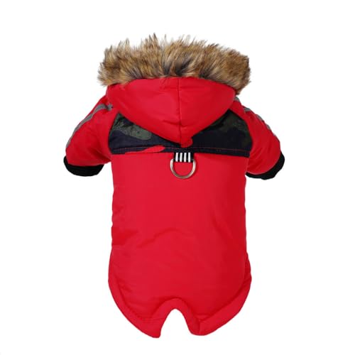 SARUEL Haustierkleidung Welpenmantel Winter Warm Plus Samtjacke wasserdichte Reflektierende Kleidung Für Kleine Mittelgroße Hunde Katze Haustierbekleidung,Rot,S von SARUEL