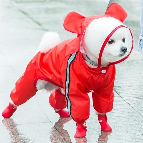 SARUEL Hunde-Regenmantel,Tierform,Für Den Außenbereich,Vierbeinig,Wasserdicht Und Staubdicht,Haustier-Regenmantel,Kleiner Hund,Teddy,Haustierbekleidung,Roter Bär,S SARUEL Hunde-Regenmantel,Tierform,Für Den Außenbereich,Vierbeinig,Wasserdicht Und Staubdicht,Haustier-Regenmantel,Kleiner Hund,Teddy,Haustierbekleidung,Roter Bär,S von SARUEL