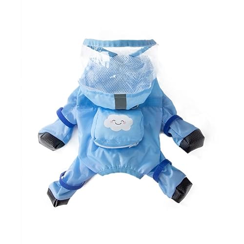 SARUEL Hunde-Regenmantel,Wasserdicht,Mit Rucksack,Abnehmbarer,Reflektierender Regenmantel,Für Draußen,Für Teddy,Kleine Und Mittelgroße Hunde,Kleidung,Heimtierbedarf,BLAU,XXL 7,5–10 Kg von SARUEL