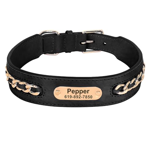 SARUEL Hundehalsband,Personalisierte Hunde-ID-Halsbänder,Namensschild,Namensschild-Halsbänder Für Kleine,Mittelgroße Und Große Hunde,Französische Bulldogge,Pitbull,Schwarz,2XL SARUEL Hundehalsband,Personalisierte Hunde-ID-Halsbänder,Namensschild,Namensschild-Halsbänder Für Kleine,Mittelgroße Und Große Hunde,Französische Bulldogge,Pitbull,Schwarz,2XL von SARUEL
