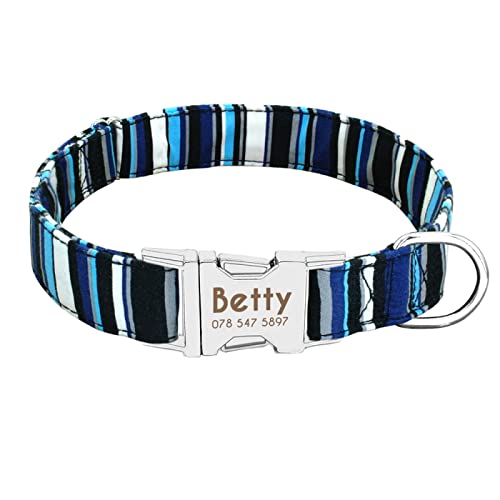 SARUEL Hundehalsband Aus Nylon,Personalisierbar,Benutzerdefiniertes Hunde-ID-Tag-Halsband,Graviertes Typenschild,Haustier-Katzenhalsband,Anti-Lost Für Kleine,Mittelgroße Und Große Hunde,Gestreif SARUEL Hundehalsband Aus Nylon,Personalisierbar,Benutzerdefiniertes Hunde-ID-Tag-Halsband,Graviertes Typenschild,Haustier-Katzenhalsband,Anti-Lost Für Kleine,Mittelgroße Und Große Hunde,Gestreif von SARUEL