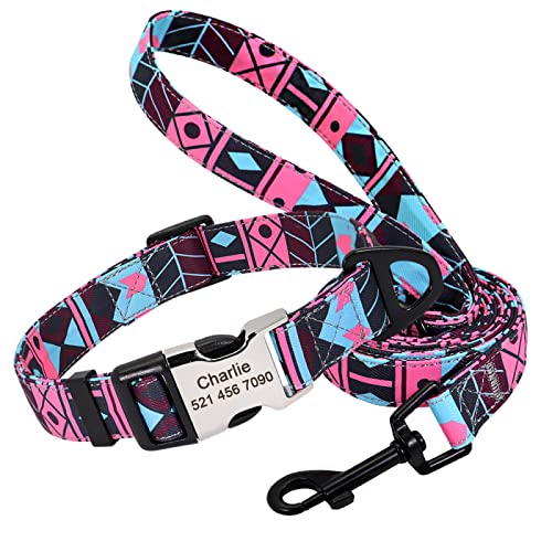 SARUEL Hundehalsband Leine Personalisiertes Nylon-Hundehalsband Mit Obstdruck 150 cm Blei Eingravierter Name Für Kleine Mittelgroße Hunde Pitbull,160 Rosen-Set,M SARUEL Hundehalsband Leine Personalisiertes Nylon-Hundehalsband Mit Obstdruck 150 cm Blei Eingravierter Name Für Kleine Mittelgroße Hunde Pitbull,160 Rosen-Set,M von SARUEL