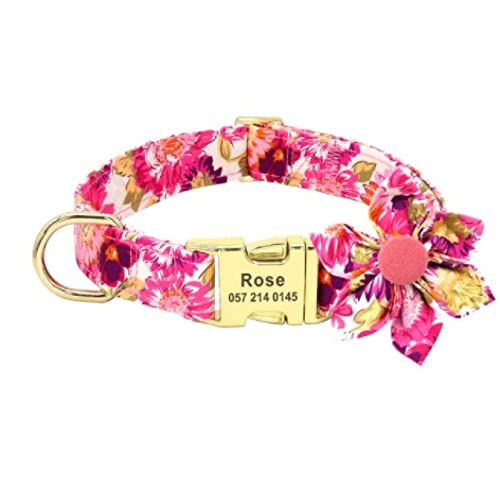 SARUEL Hundehalsband Mit Blumendruck,Nylon,Blumen,Benutzerdefinierte Haustier-Hundehalsbänder,Welpenhalsband,Personalisierter Name Für Kleine,Mittelgroße Hunde,Rosenkragen,S SARUEL Hundehalsband Mit Blumendruck,Nylon,Blumen,Benutzerdefinierte Haustier-Hundehalsbänder,Welpenhalsband,Personalisierter Name Für Kleine,Mittelgroße Hunde,Rosenkragen,S von SARUEL