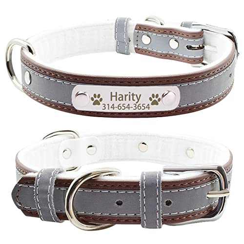 SARUEL Hundehalsband Personalisiertes Reflektierendes Hundehalsband Mit Graviertem ID-Tag-Namensschild Für Kleine,Mittelgroße Hunde,Welpen,Katzen,Pitbull,Plus Samt-Braun,S von SARUEL