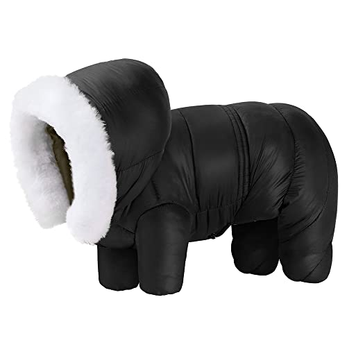 SARUEL Hundekleidung,Winter,Warm,Dick,Hunde-Kapuzenpullover,Mantel,Wasserdicht,Haustier-Welpen-Kleidung,Overall Für Kleine,Mittelgroße Hunde,Chihuahua,Yorkies,Schwarz,16 von SARUEL