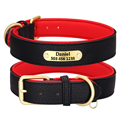 SARUEL Individuell Graviertes Hundehalsband,Gepolsterte Hundehalsbänder Mit Personalisiertem ID-Schild,2 Schichten Für Kleine Große Hunde Pitbull,Schwarz,M SARUEL Individuell Graviertes Hundehalsband,Gepolsterte Hundehalsbänder Mit Personalisiertem ID-Schild,2 Schichten Für Kleine Große Hunde Pitbull,Schwarz,M von SARUEL