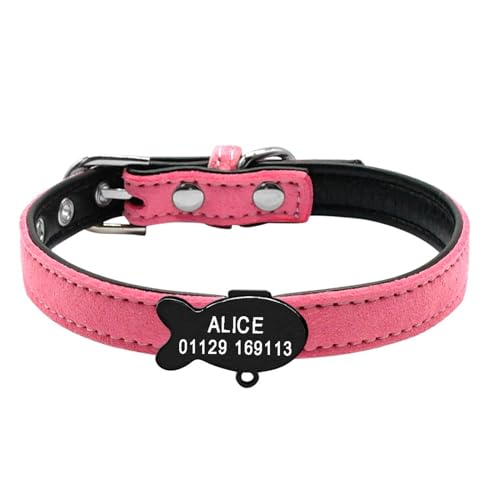 SARUEL Katzenhalsband Gepolsterte ID-Halsbänder Personalisierte Welpen-Haustierinformationen Für Kleine Mittelgroße Katzen XXS Rot Rosa Schwarz,Rosa,XXS von SARUEL