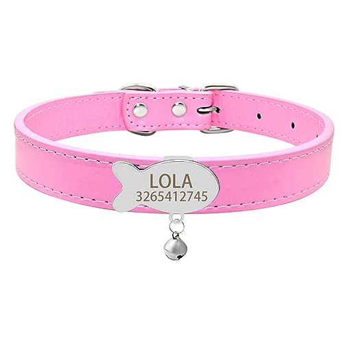 SARUEL Katzenhalsband Glocke Namensschild Katzenhalsband Personalisierte ID Namensschild Katzenhalsband Haustier Kätzchen Katzenhalsband Halskette,Silber-Rosa,XS (22 cm - 27 cm) von SARUEL