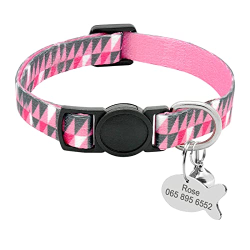 SARUEL Katzenhalsband Personalisiertes Schnellverschluss-Nylon-Welpen-Kätzchen-Halsband Mit Glöckchen-Kaninchenhalsbändern Zubehör Graviert,Rosa,18 Bis 29cm SARUEL Katzenhalsband Personalisiertes Schnellverschluss-Nylon-Welpen-Kätzchen-Halsband Mit Glöckchen-Kaninchenhalsbändern Zubehör Graviert,Rosa,18 Bis 29cm von SARUEL