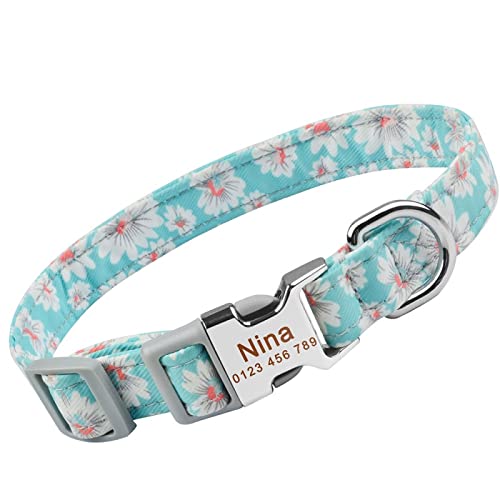 SARUEL Nylon-Blumen-Hundehalsband,Personalisiertes Haustier,Benutzerdefinierte Gravierte Namensmarke,Verstellbar,L 36-55cm SARUEL Nylon-Blumen-Hundehalsband,Personalisiertes Haustier,Benutzerdefinierte Gravierte Namensmarke,Verstellbar,L 36-55cm von SARUEL